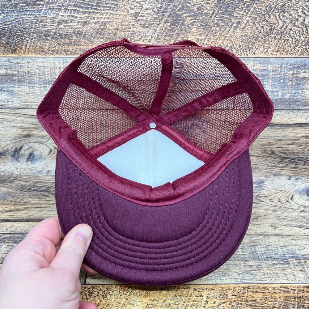 Vintage New England Patriots Mens Trucker Hat Maroon Snapback 1960 Logo NFL Cap - Picture 6 of 7